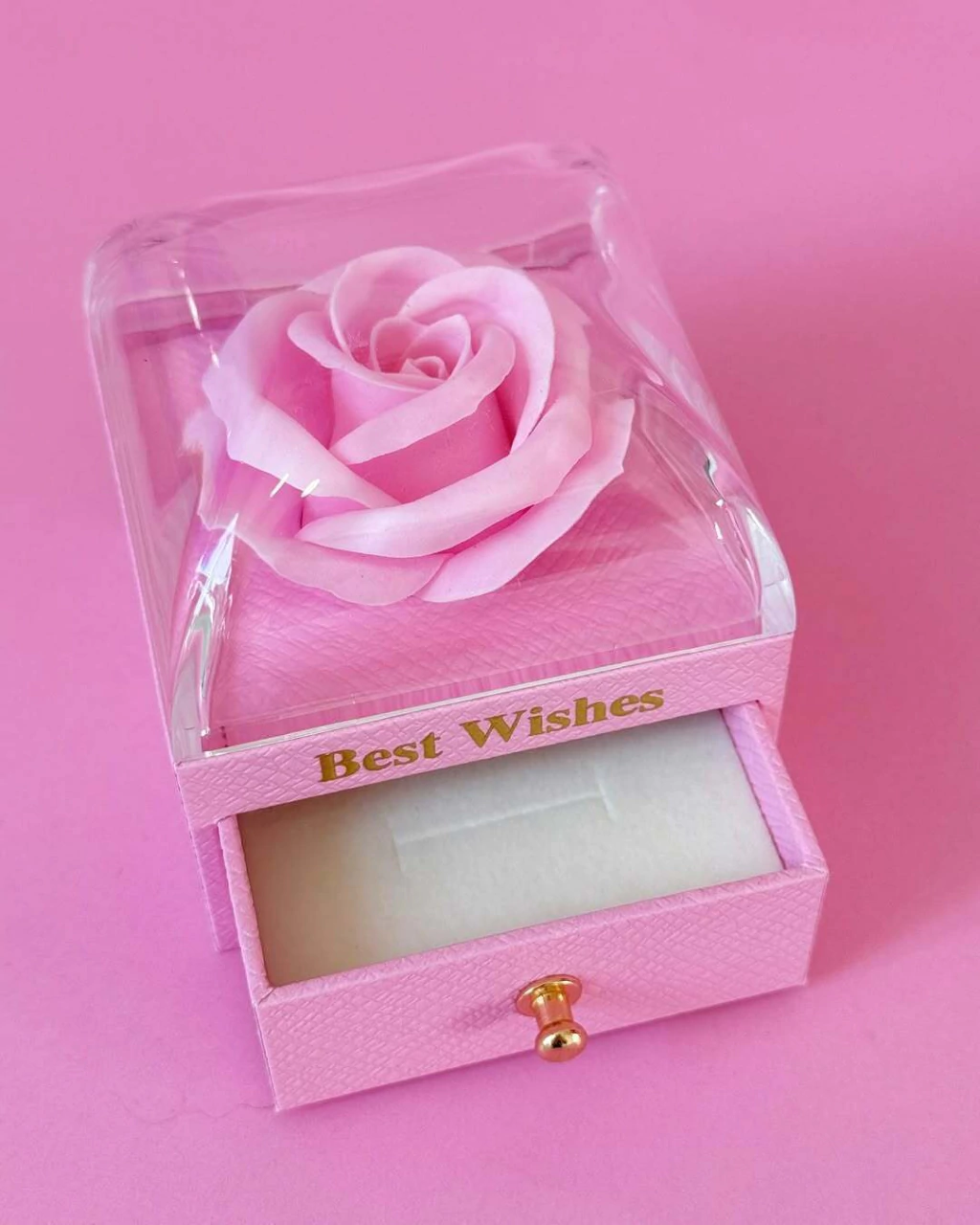 Caja Cofre Lujo Flor Rosa Unica ROSADO